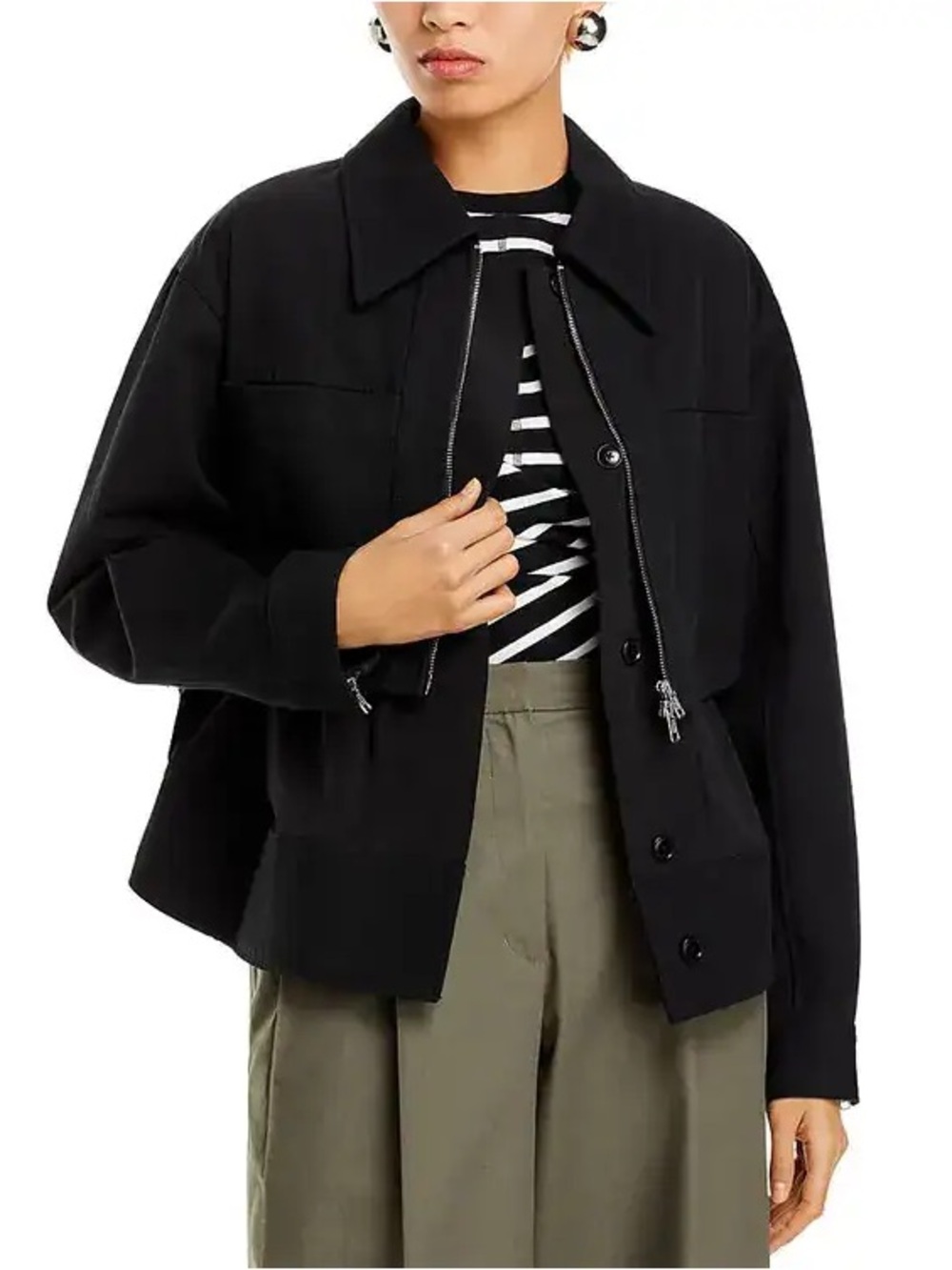3.1 Phillip Lim Black Double Layered Utility Jacket Size XS